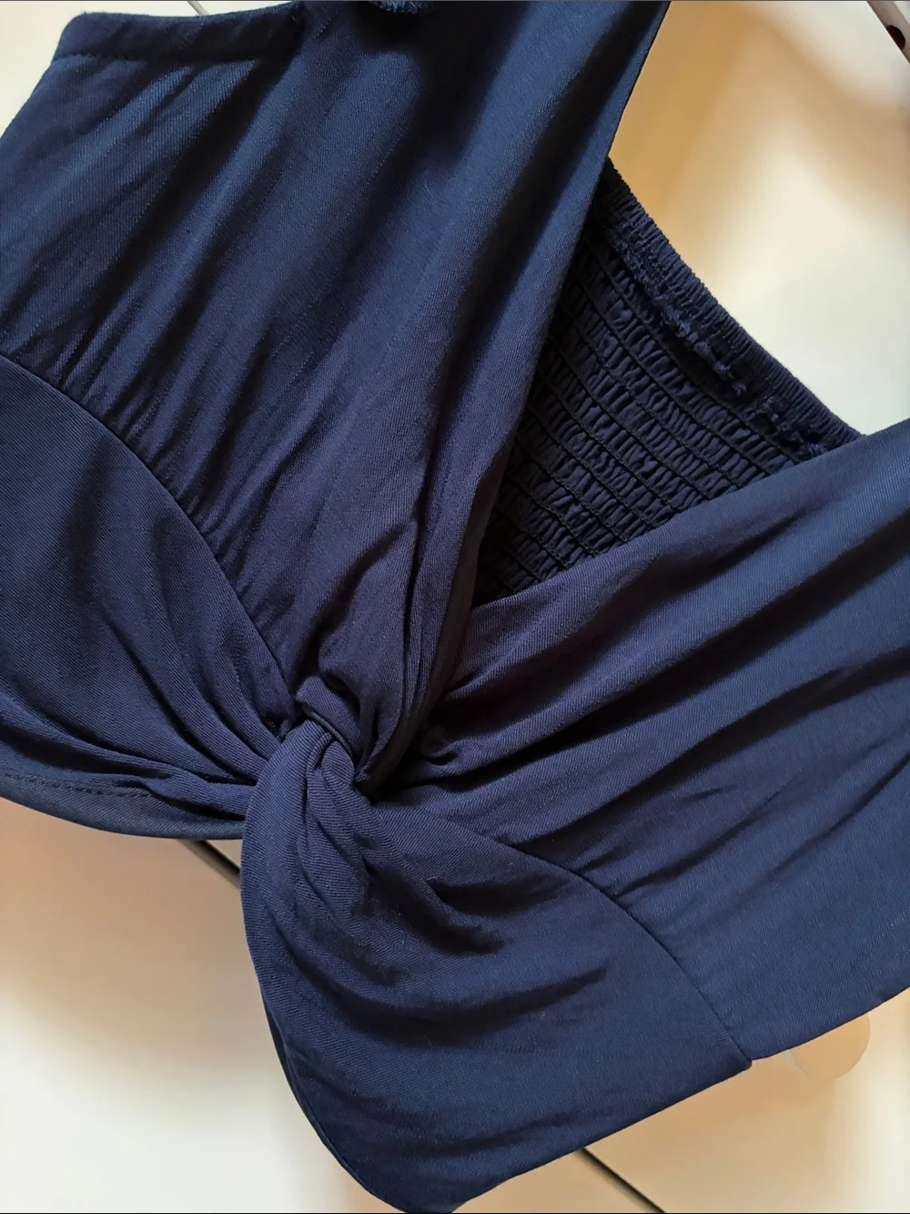 ☀️ SHEIN WOMENS SIZE SMALL NAVY BLUE KNOT FRONT CROP TOP